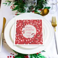 Festive Red and White Candy Canes Christmas Napkins