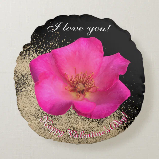 I love you - felt pen rose for Valentine’s day Round Pillow