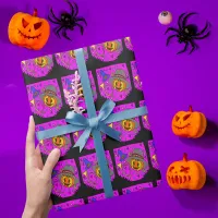 Halloween Jack O'Lantern Bugle Purple Pattern Wrapping Paper
