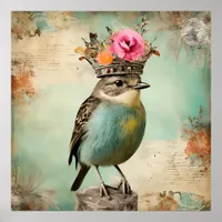 The Beautiful Bird in a Crown Collage Poster