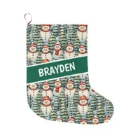 Watercolor Snowman Christmas Personalized  Large Christmas Stocking