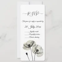 Simple Elegant Minimalism Black and White Poppies  Invitation