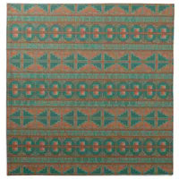 Southwestern Copper Teal Geometric Pattern Cloth Napkin