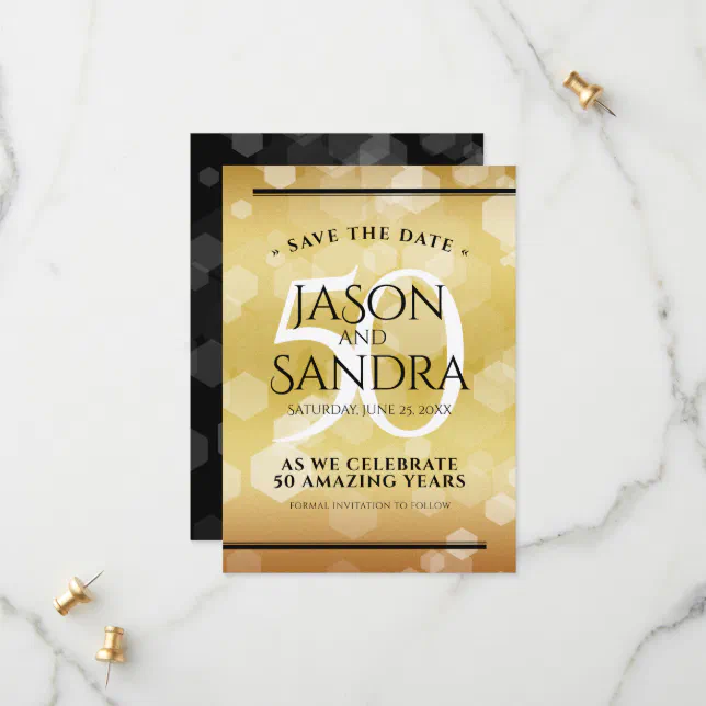 Elegant 50th Golden Wedding Anniversary Save The Date