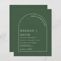 Budget Rustic Sage Green Arch Wedding  Invitation