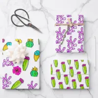 Watercolor Cactus Succulent Colorful Flower Floral Wrapping Paper Sheets