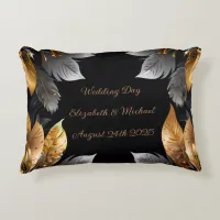 Personalized Gold & Silver Floral Sunflower  Accent Pillow