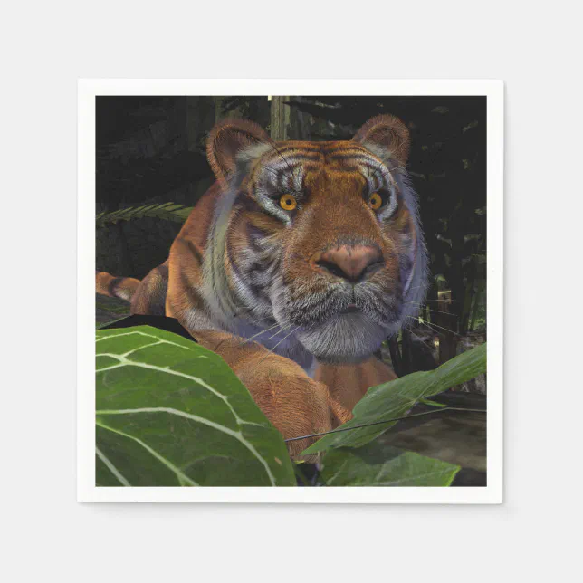 Tiger Crouching in the Jungle Napkins