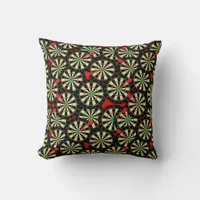 Darts Player Dartboard Patterned Throw Pillow