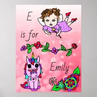 Personalized this Pretty Purple Fairy and Unicorn Poster