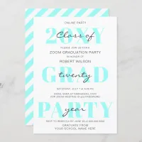 Aqua Typography Modern Online Graduation Party  Invitation