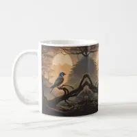 Moonlit Perch: A Solitary Bird in Twilight Coffee Mug