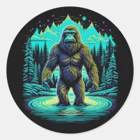 Sasquatch in the Woods Ai Art Classic Round Sticker