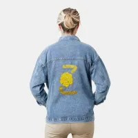 Glitter Gold Yellow Floral Monogram Z Womens Denim Jacket