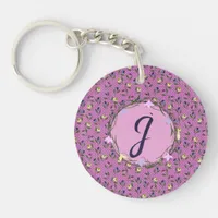 Pretty Pink Purple and Yellow Pansies Keychain