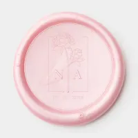 Modern Peony Flower Couple Monogram Wedding Wax Seal Sticker