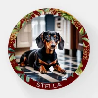 Personalized Pet Dog Photo Animal Plants Burgundy Paperweight