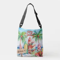 Merry Christmas Surfbards on the Beach Tote Bag