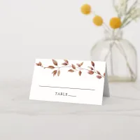 Simple Fall Leaves Wedding Ampersand Monogram Place Card