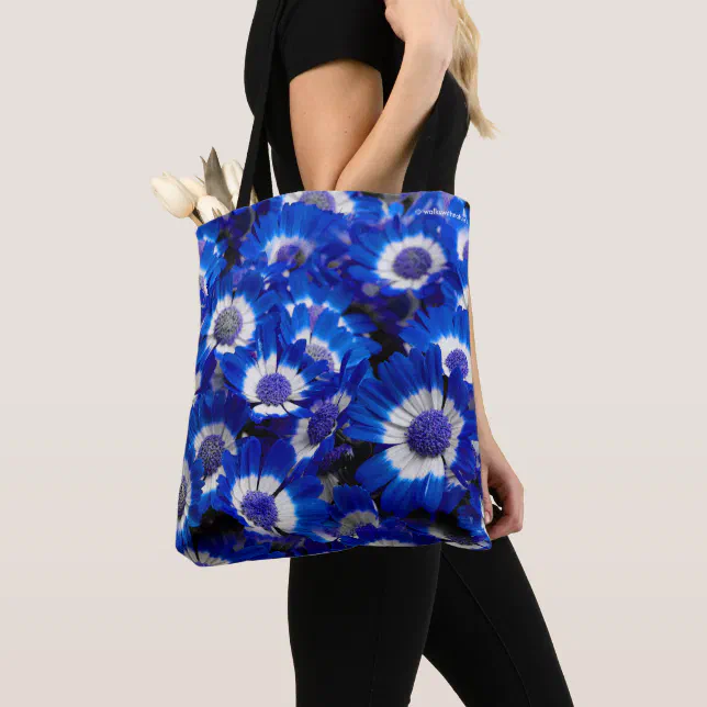 Beautiful Royal Blue Cineraria Flowers Tote Bag