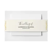 The Wedding of  Simple Elegant Gold White Invitation Belly Band