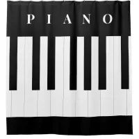 Piano Keys Music Keyboard Instrument Black White Shower Curtain