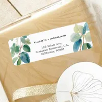 Eucalyptus greenery and blue Return Address Label