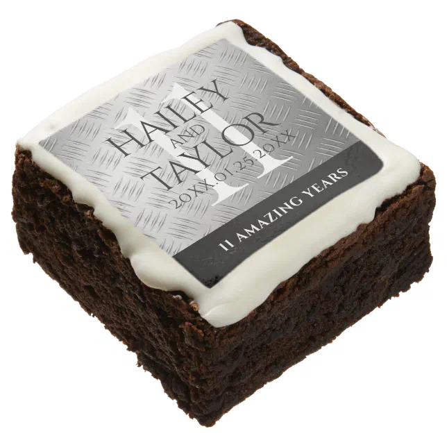 Elegant 11th Steel Wedding Anniversary Celebration Brownie