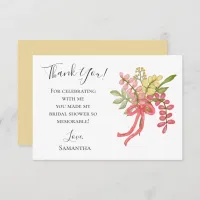 Bow Floral Fancy Yellow Bridal Shower Hand Drawn  Thank You Card