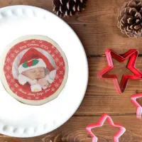 Santa Baby Custom Your Photo Snowflakes with Red Sugar Cookie