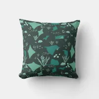 Awesome Stingrays Underwater Black Blue Throw Pillow