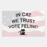 Vote Cat with American Flag Rectangular Sticker