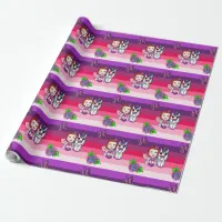 Pink Purple Whimsical  Fairy, Flowers, Butterflies Wrapping Paper
