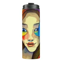 Colorful Abstract Art Pretty Girl Thermal Tumbler