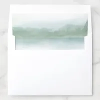 Abstract Watercolor Lake and Trees Lined Wedding Envelope Liner