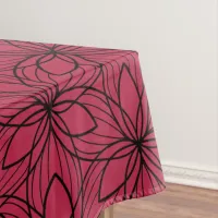 Geometric Black and Viva Magenta Art Tablecloth