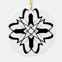 Black and White #24 Bells Doodle Ceramic Ornament