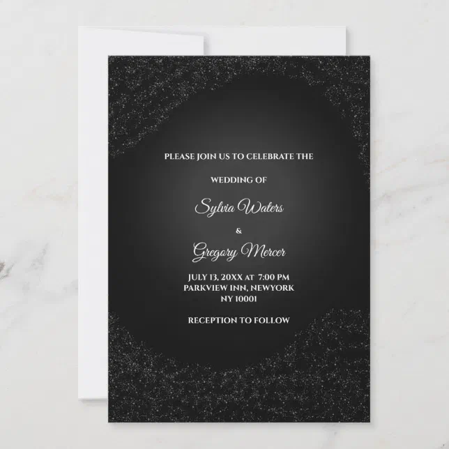 Celestial wedding Full Moon Stars Silver platinum Invitation