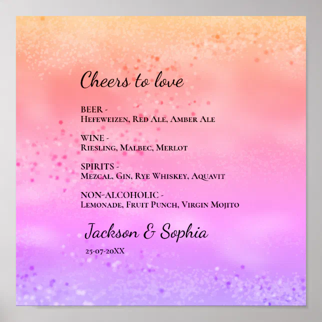 Rainbow Wedding Colorful trendy love is love pink  Poster