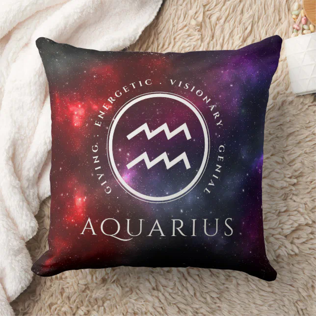 Starfield Aquarius Water Bearer Western Zodiac Throw Pillow