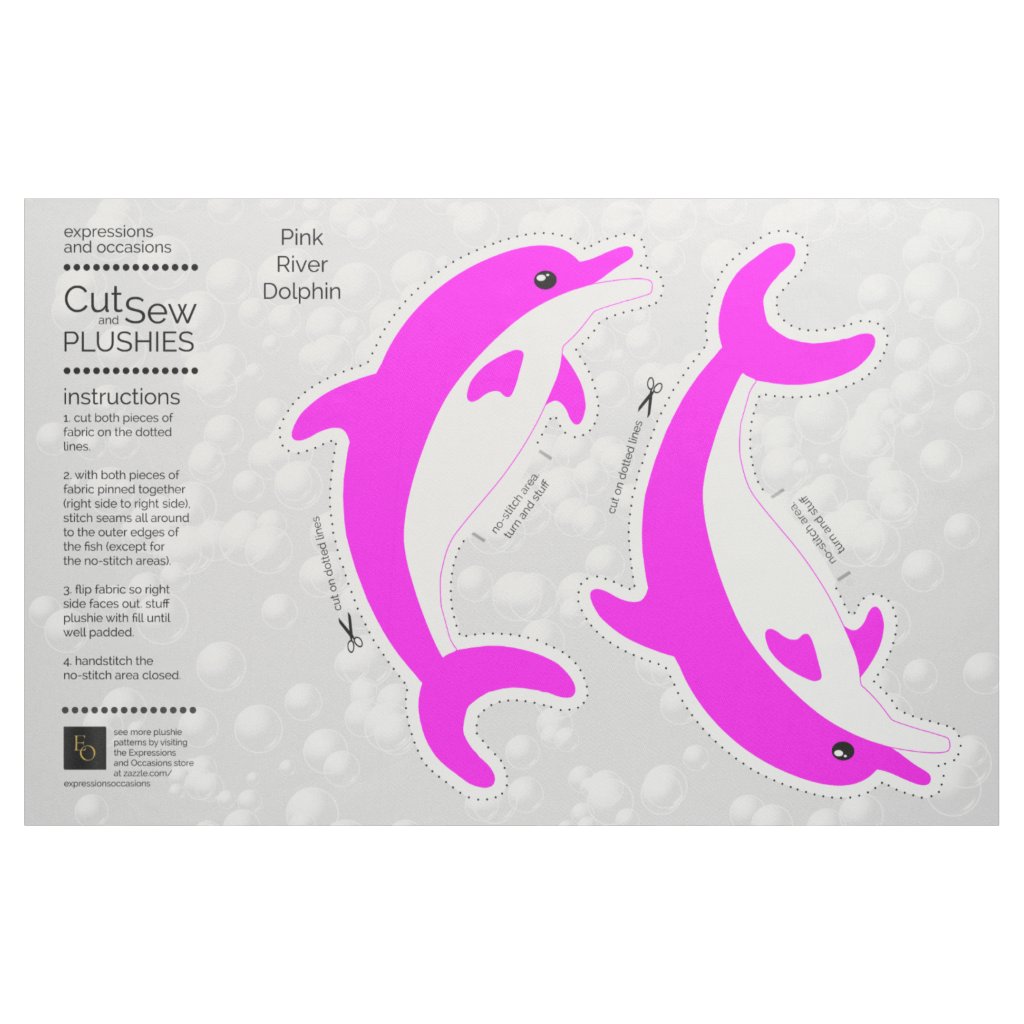 DIY Cut & Sew Plush Pink River Dolphin Fabric