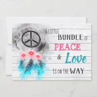 *~ Neutral Rustic Peace & Love Hippie  Baby Shower Invitation