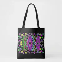 Raya, Girl's  Name Hearts and Stars Colorful Tote Bag