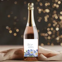 Floral Blue Chinoiserie Bridal Wedding Event Thank Wine Label