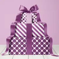 Purple Happy Face Stripes and Polka Dot Wrapping Paper Sheets