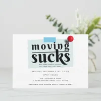 Aqua We're Moving Modern Funny Farewell Party Invitation