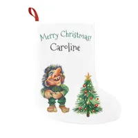 Cheeky Christmas Troll and Tree Delight  Small Christmas Stocking