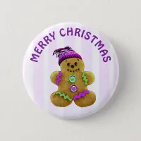 Merry Christmas Gingerbread man Button