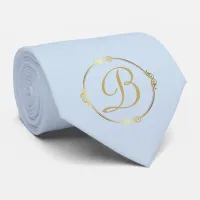 Monogram in gold with infinity circle on Blue | Neck Tie