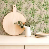 Sage Green Wild Herbs Kitchen Wallpaper